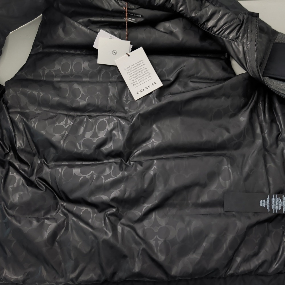 Coach Mens Signature Colorblock Down Vest Black Grey Puffer CG626 XL New - Picture 13 of 14